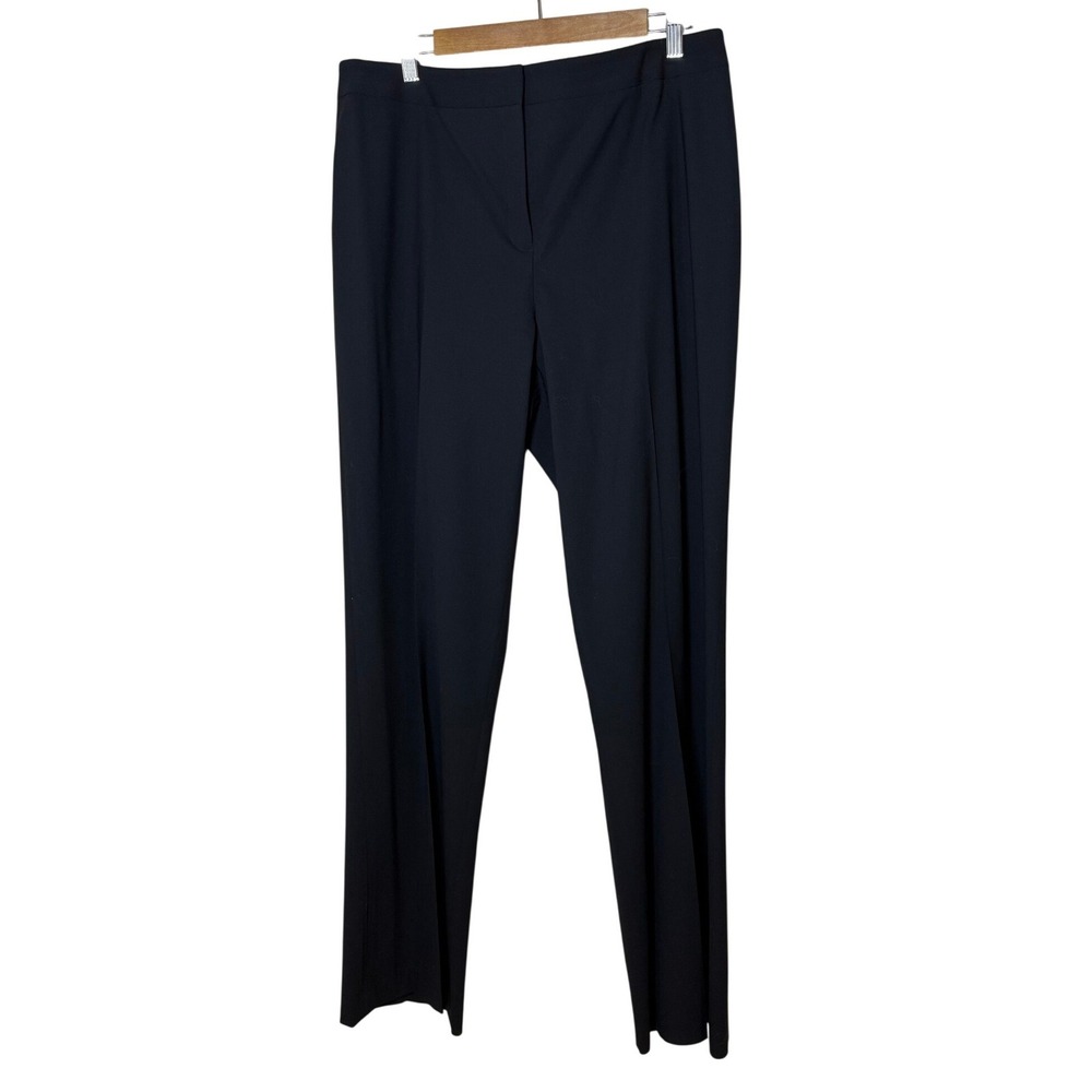 Lafayette 148 NY Women‎ Pants 14 Black Virgin Wool Menswear Straight Minimalist